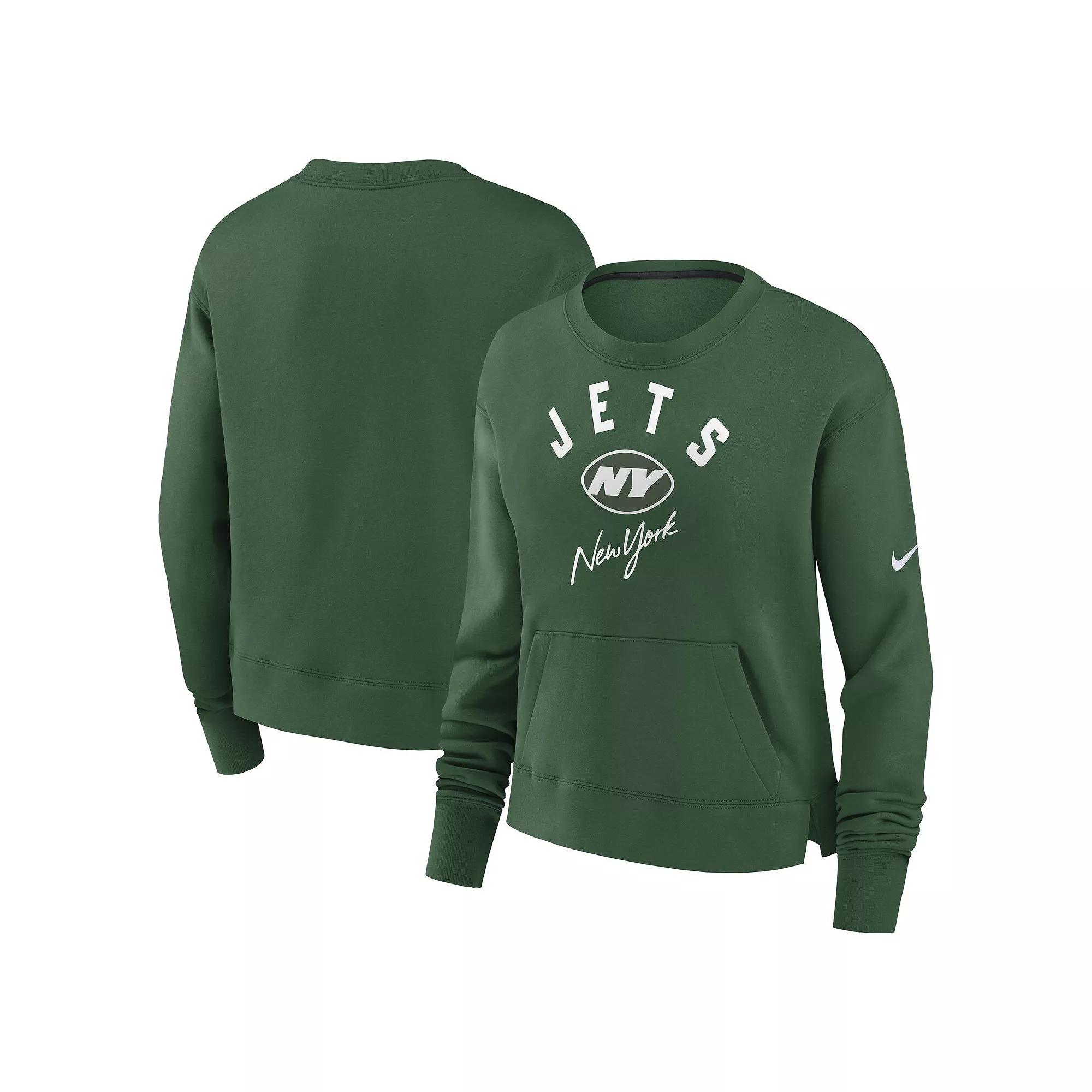 Women's Nike Green New York Jets High Hip Fleece Pullover Sweatshirt, Size: Large Product Image