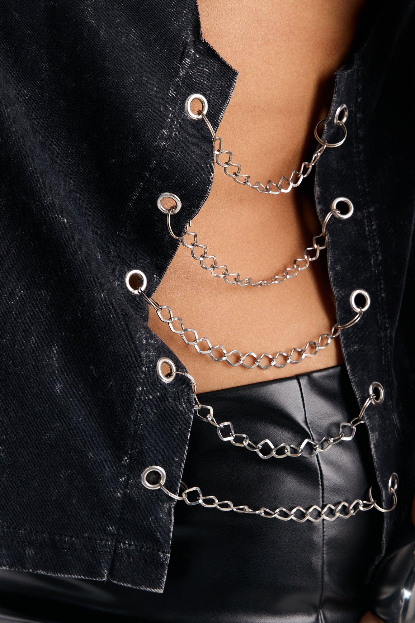 ACDC Washed Side Chain Tank - Black Wash Female Product Image