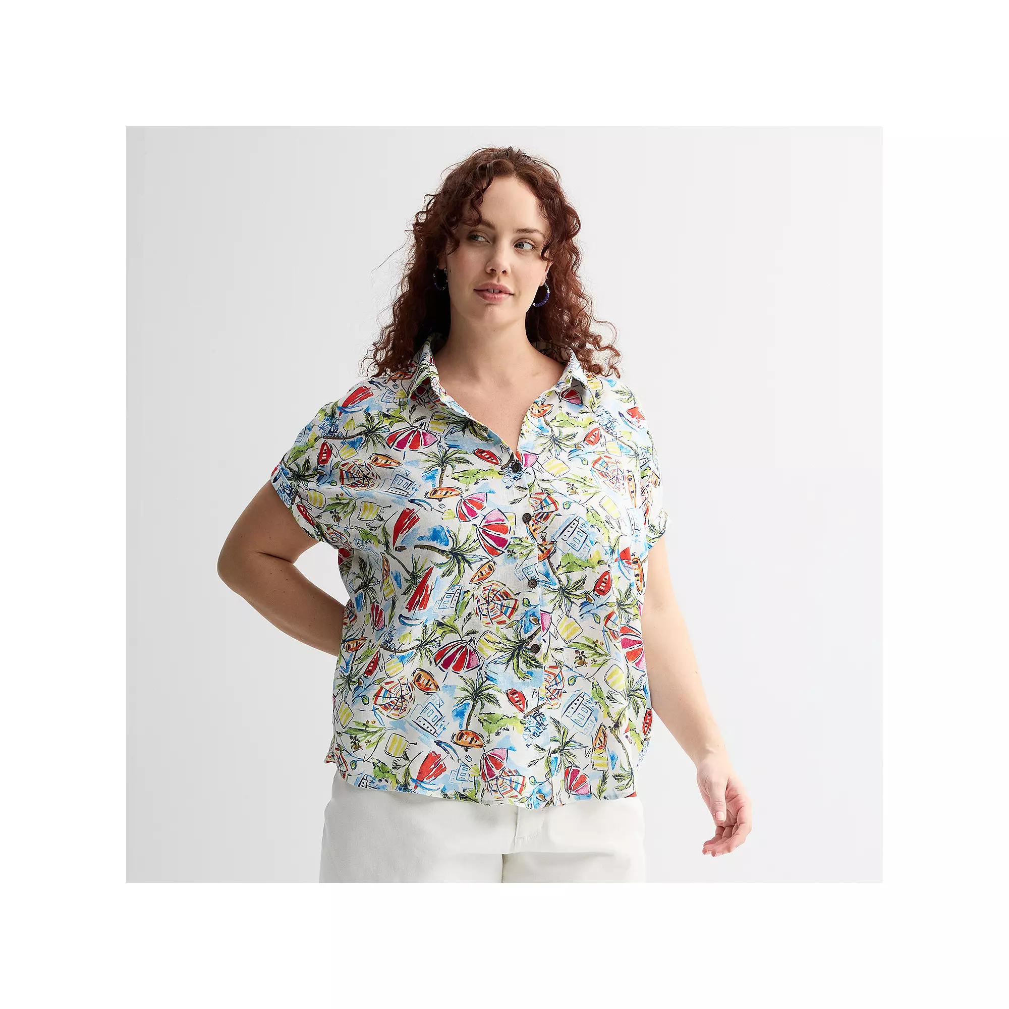 Plus Size Sonoma Goods For Life® Camp Shirt, Women's, Size: 1XL, Multi Fruit Print Product Image