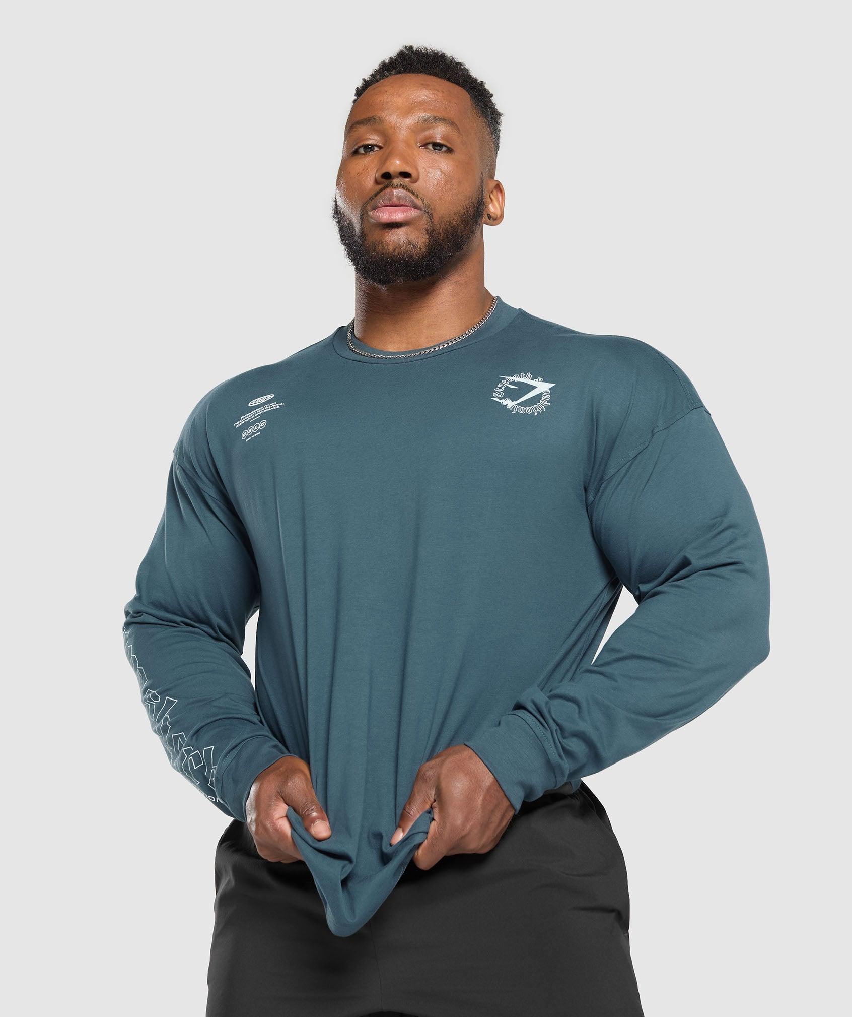 Gymshark Strength and Conditioning Long Sleeve T-Shirt - Cargo Blue Male Product Image