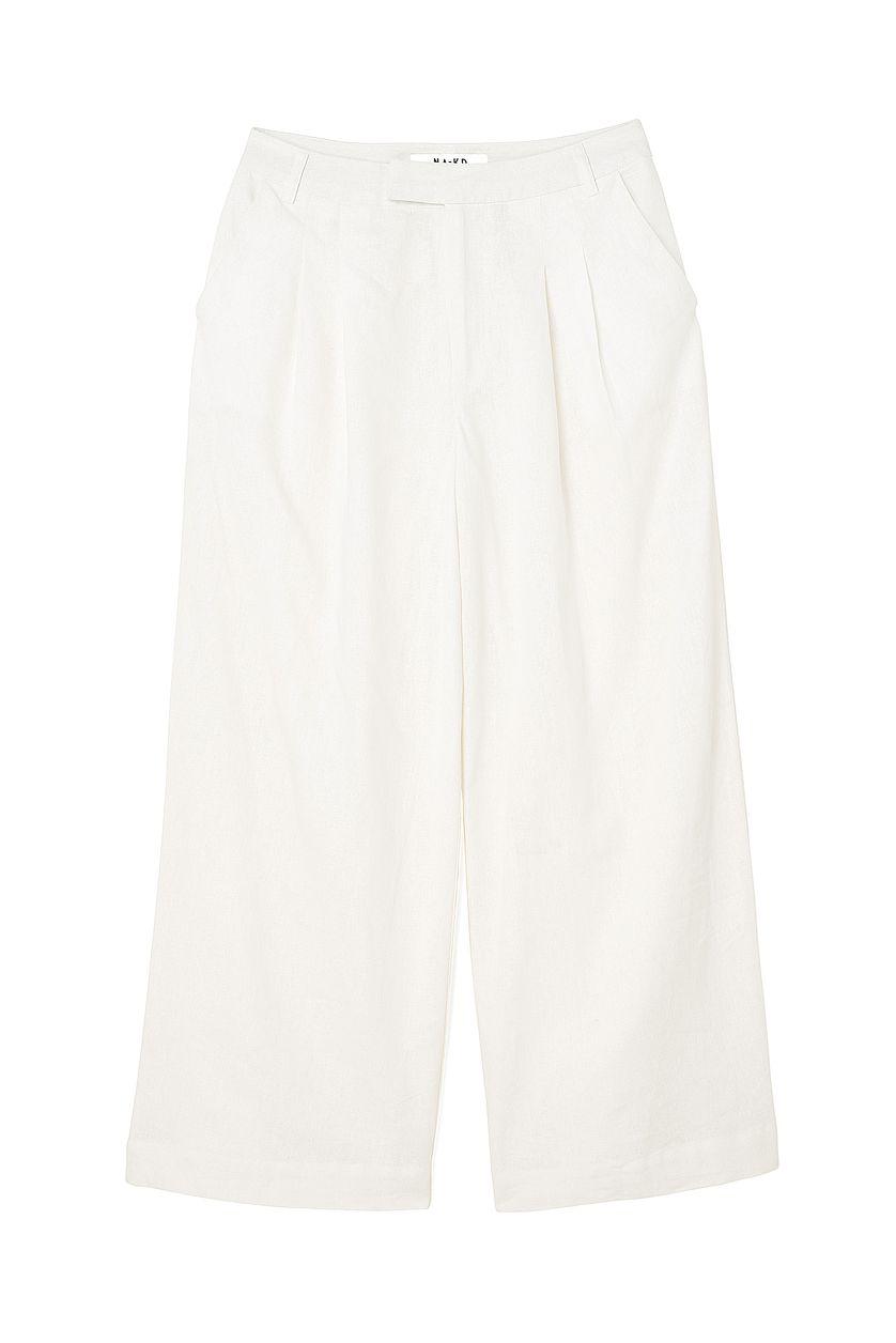 Linen Blend Ankle Length Trousers Product Image