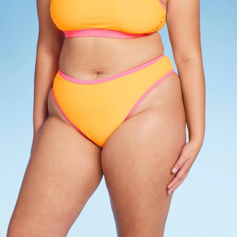 Women's Colorblock Ultra High Leg Extra Cheeky Bikini Bottom - Wild Fable™ /Pink Product Image