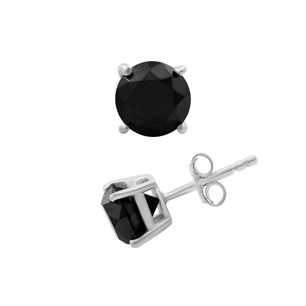 Jewelexcess 14k White Gold 3 Carat T.W. Black Diamond Solitaire Earrings, Women's Product Image