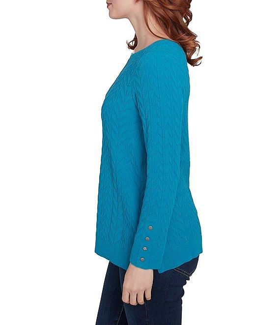 Ruby Rd. Petite Size Chenille Knit Scoop Neck Long Sleeve Sweater Product Image