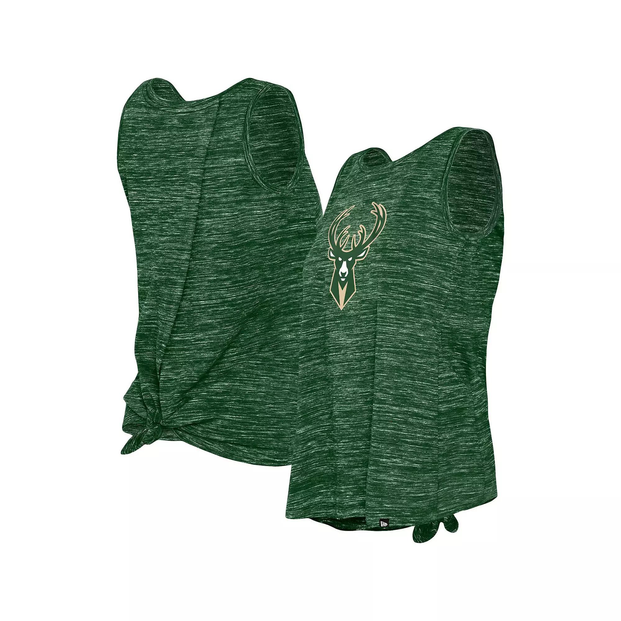 Women's New Era Hunter Green Milwaukee Bucks Space Dye Active Tank Top,  Product Image