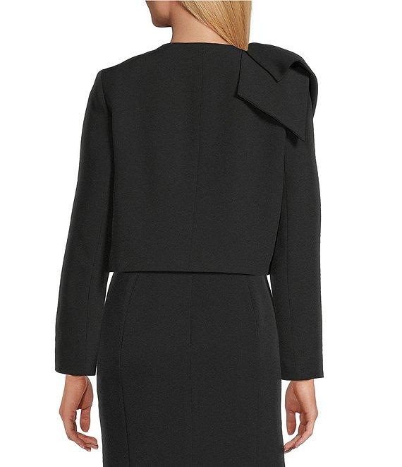 Preston & York Brittani Crepe Oversized Bow Front Crew Neck Long Sleeve Snap Front Coordinating Jacket Product Image