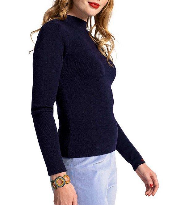 FRANCES VALENTINE Marie Knit Mock Neck Long Sleeve Sweater Top Product Image