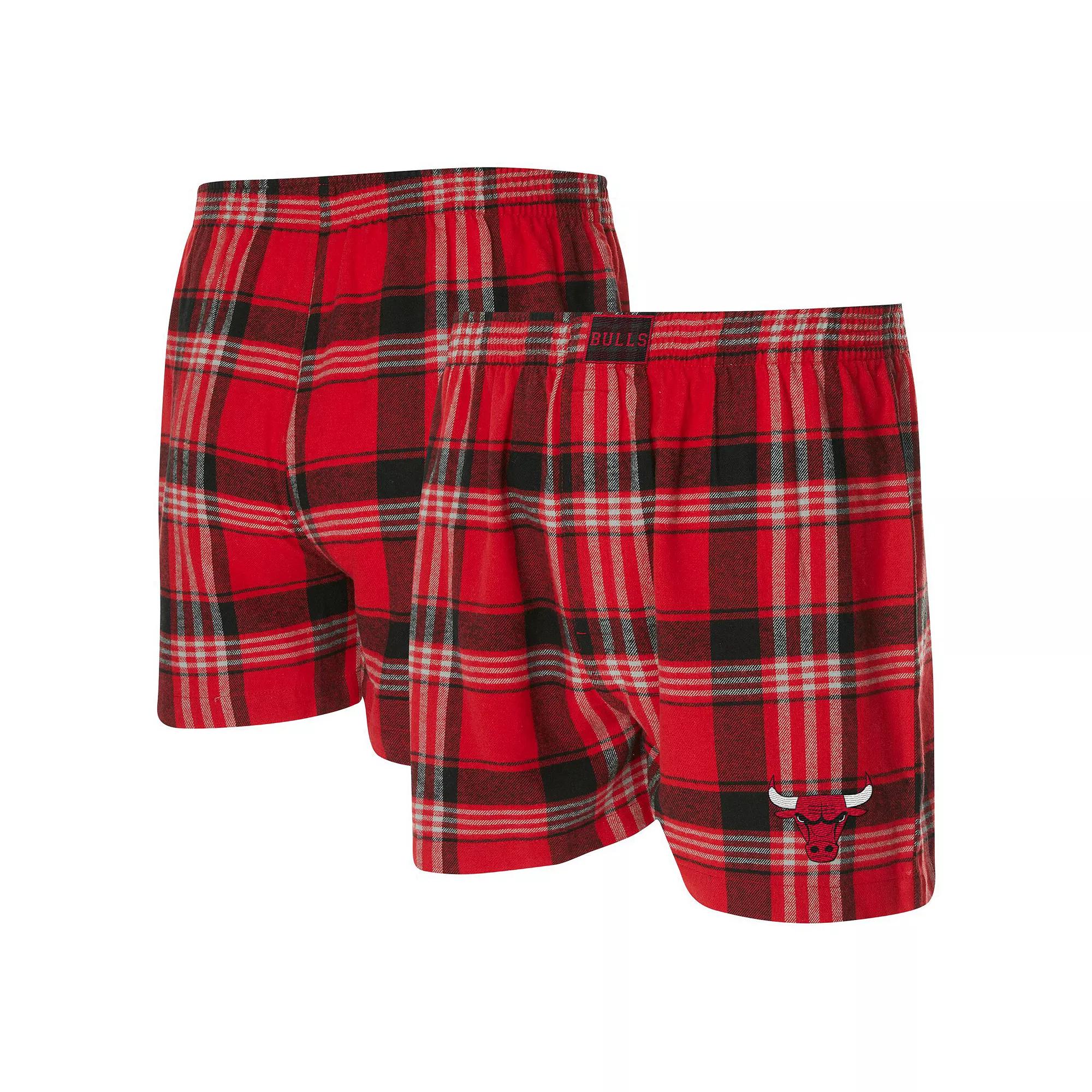 Men's Concepts Sport Red Chicago Bulls Region Flannel Boxer Short, Size: Large Product Image