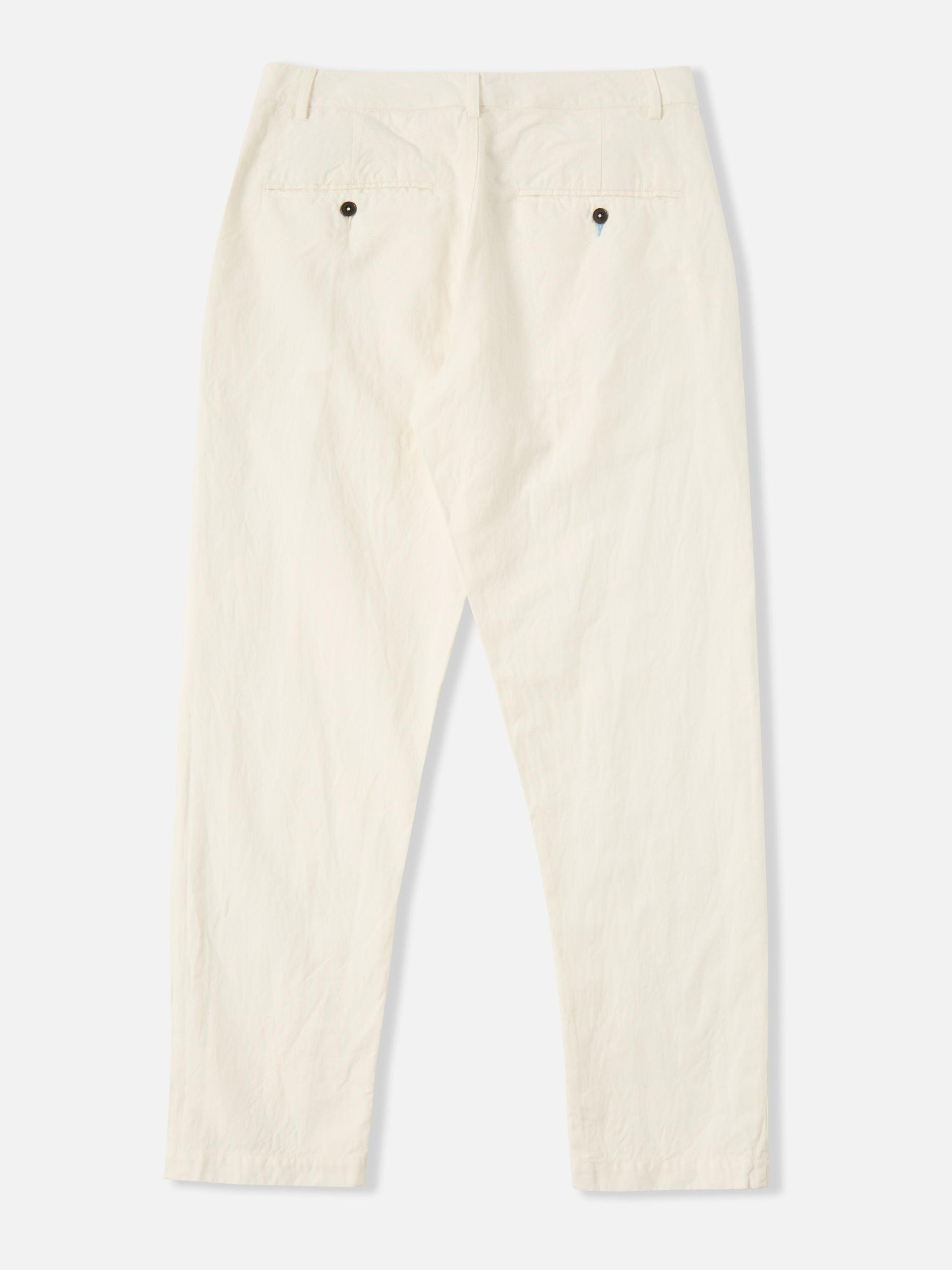 Ecru Slub Linen Weave Military Chino Product Image