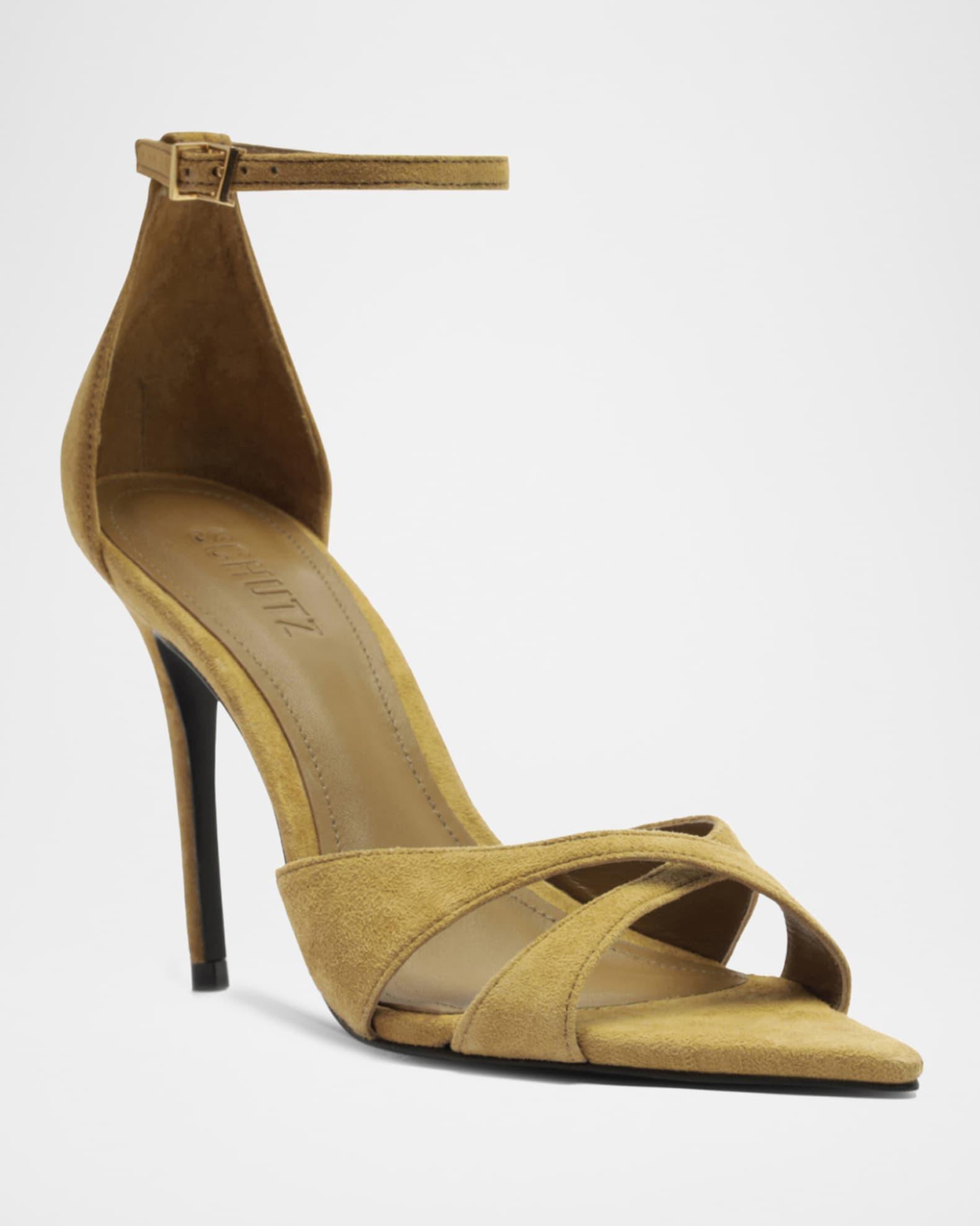 Hilda Leaf Suede Stiletto Sandals Product Image