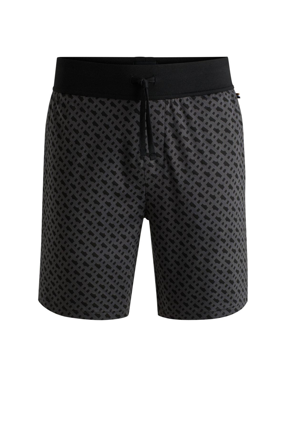 Interlock-cotton pajama shorts with monogram print Product Image