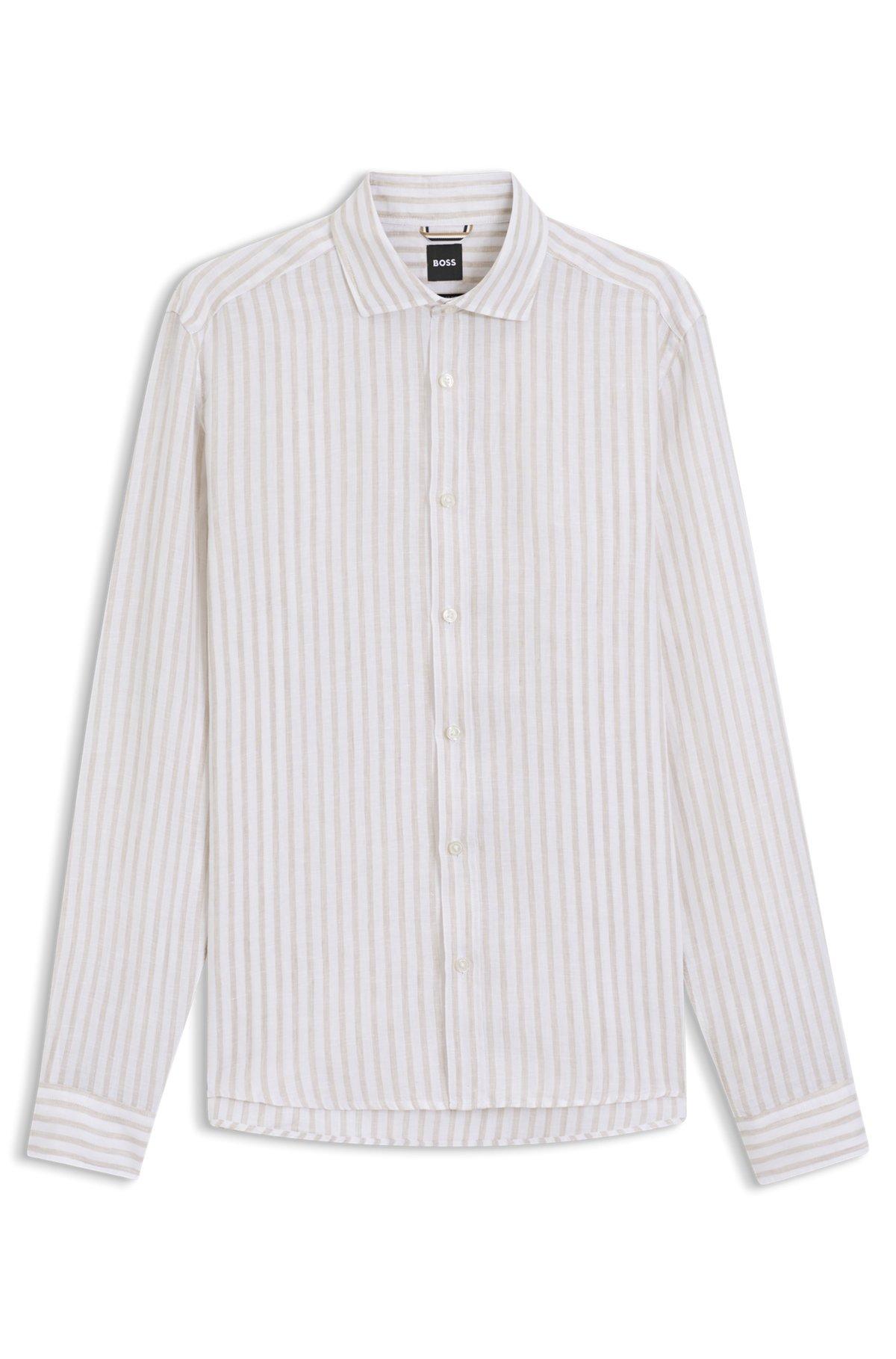 Regular-fit shirt in striped linen Product Image