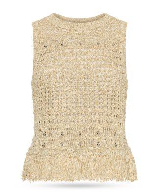 Beaded Fringe Hem Knit Top Product Image