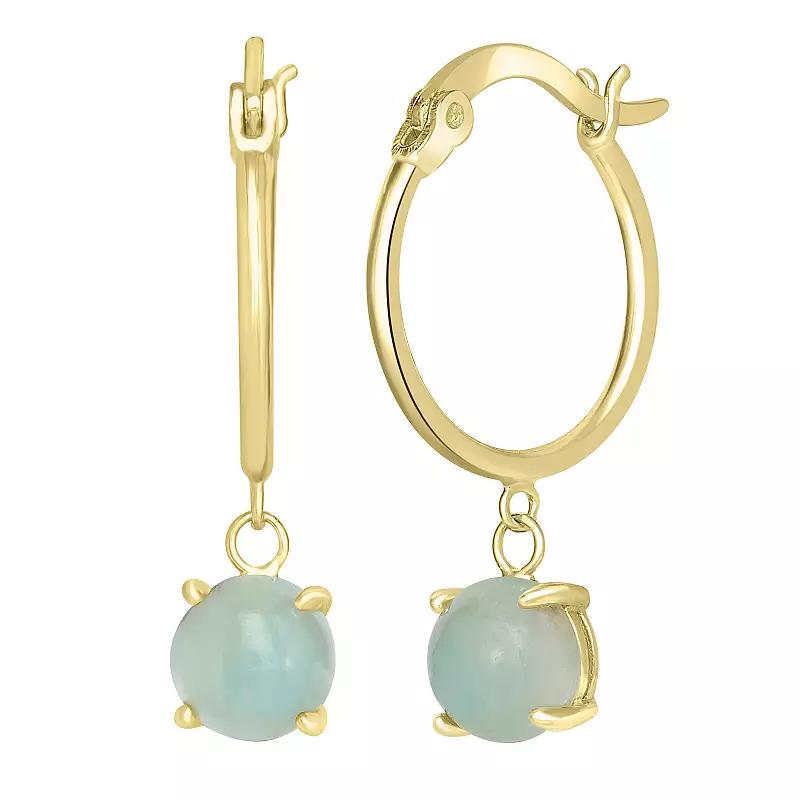 Gemistry 14k Gold Over Sterling Silver Stone Drop Hoop Earrings, Women's, Purple Product Image