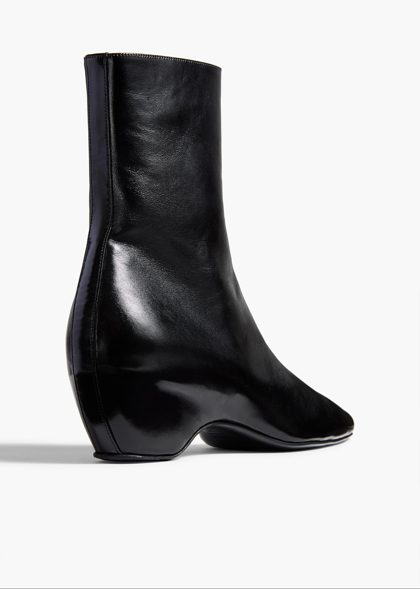 Sybil Ankle Boot in Black Glazed Leather Product Image