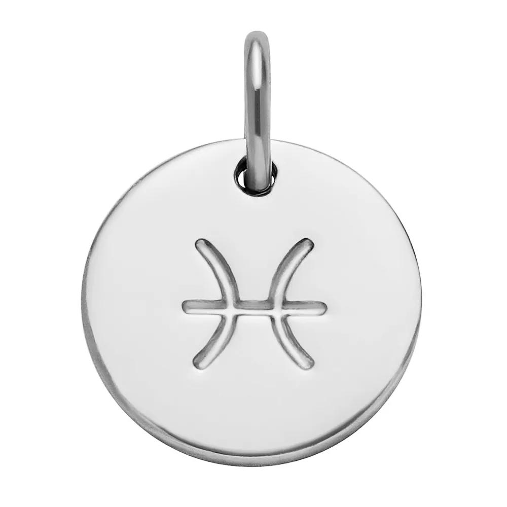 PRIMROSE Sterling Silver Etched Zodiac Disc Charm, Women's, Sterling Pisces Product Image