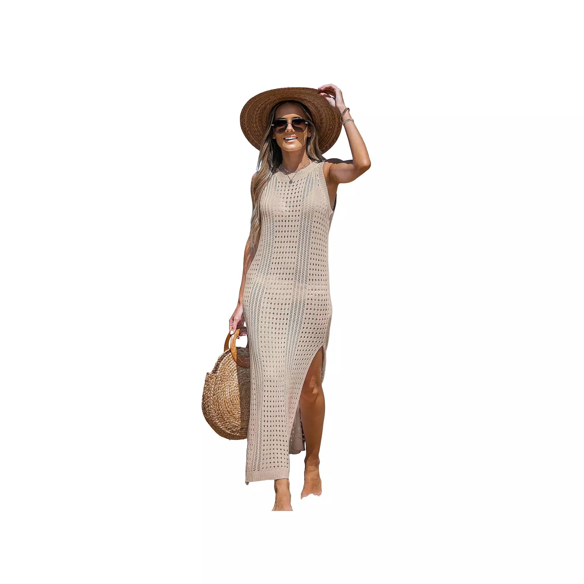 Women's Cupshe Open Knit Split Hem Maxi Cover-Up Dress,  Product Image