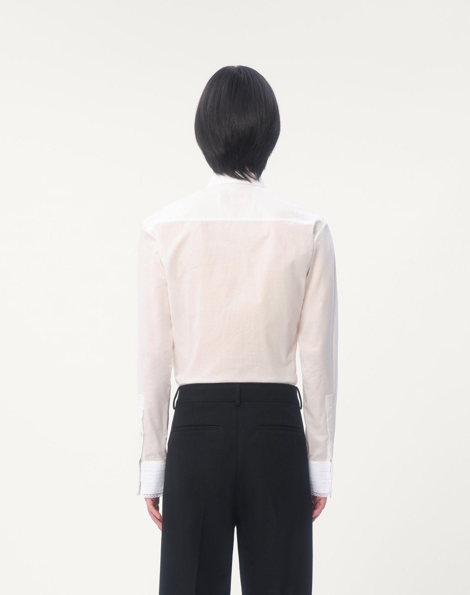 Cotton Muslin Shirt With Plastron And Lace Details Product Image