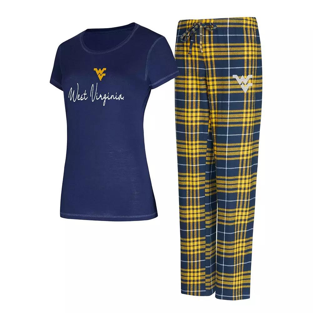 Women's Concepts Sport  Navy West Virginia Mountaineers Vector T-Shirt & Flannel Pants Sleep Set, Size: XL, Blue Product Image