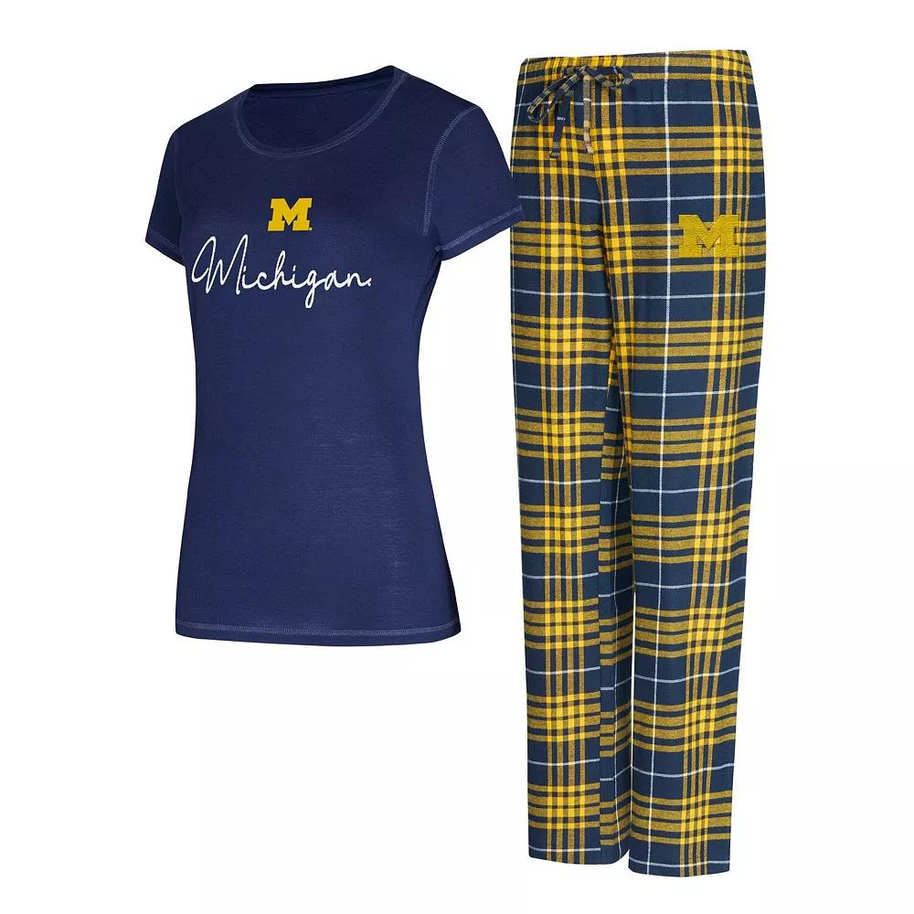 Women's Concepts Sport  Navy Michigan Wolverines Vector T-Shirt & Flannel Pants Sleep Set, Size: Large, Blue Product Image