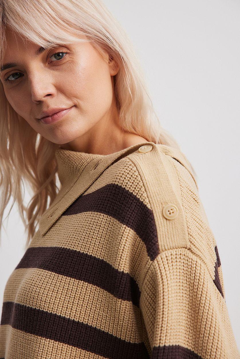 Striped Knitted Turtleneck Sweater Product Image