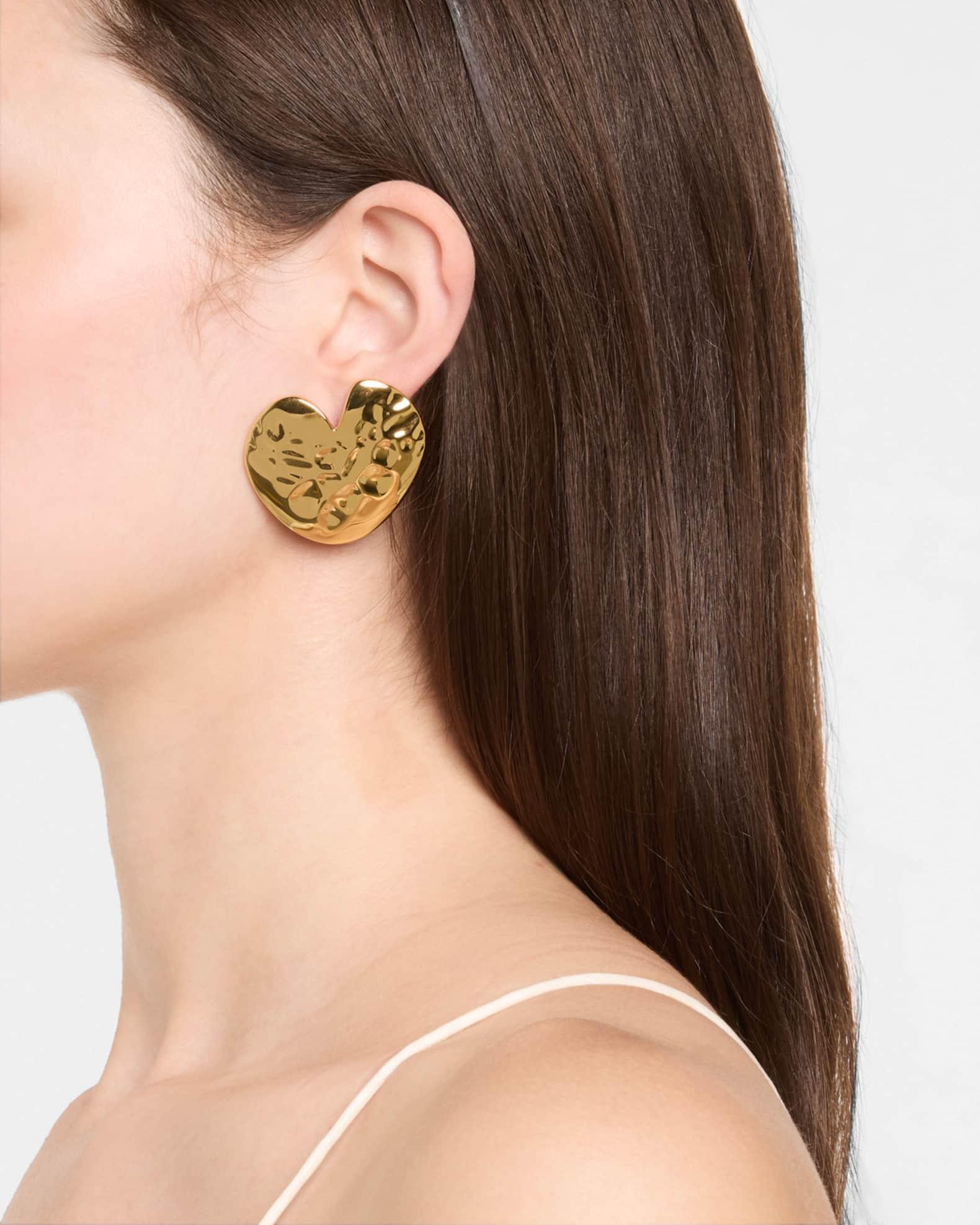 Hammered Heart Button Earrings Product Image