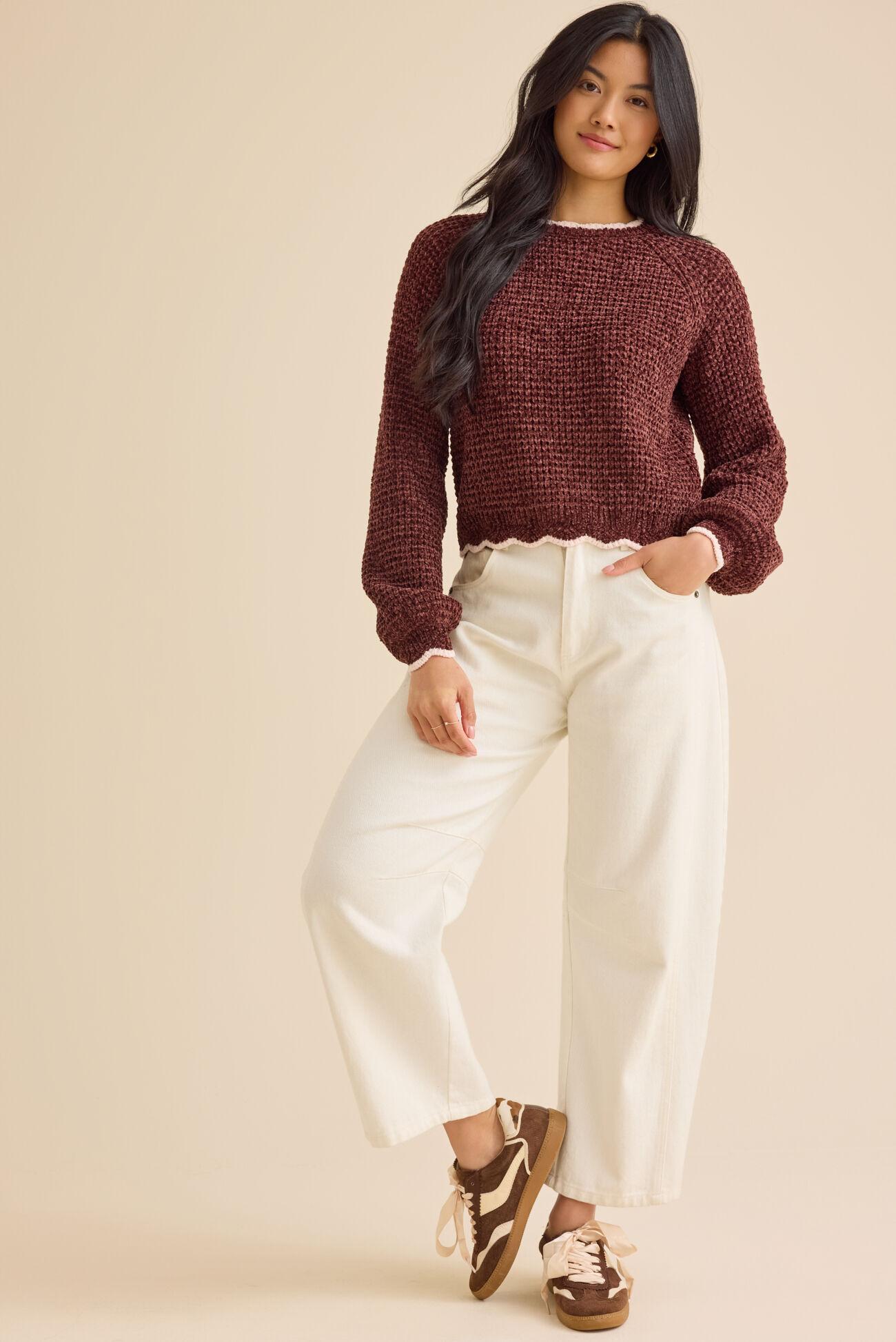 Amber Scalloped Trim Sweater Product Image
