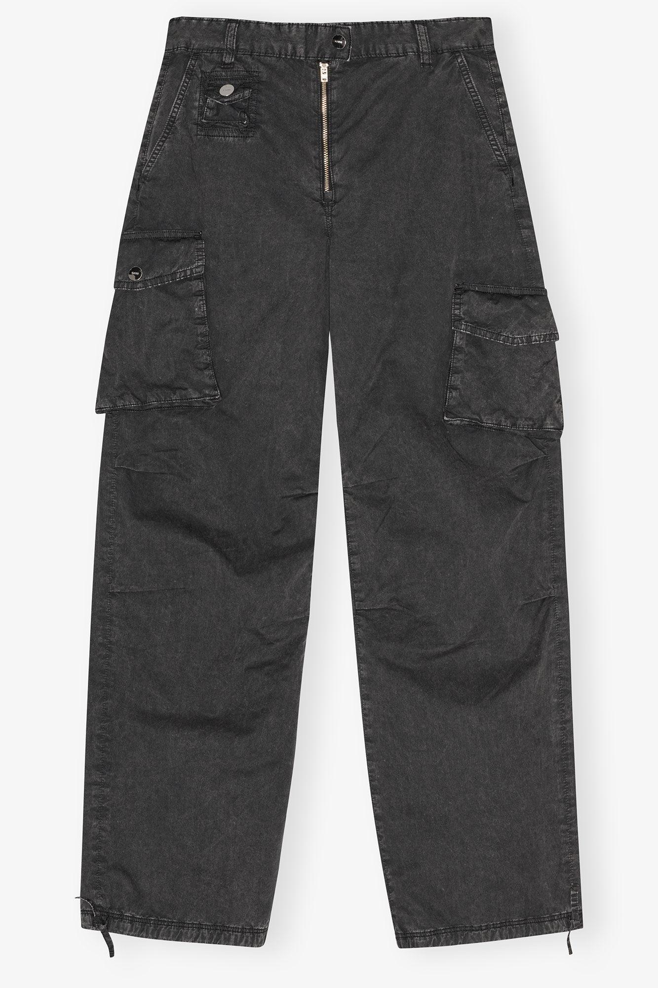 Black Washed Twill Pants Product Image