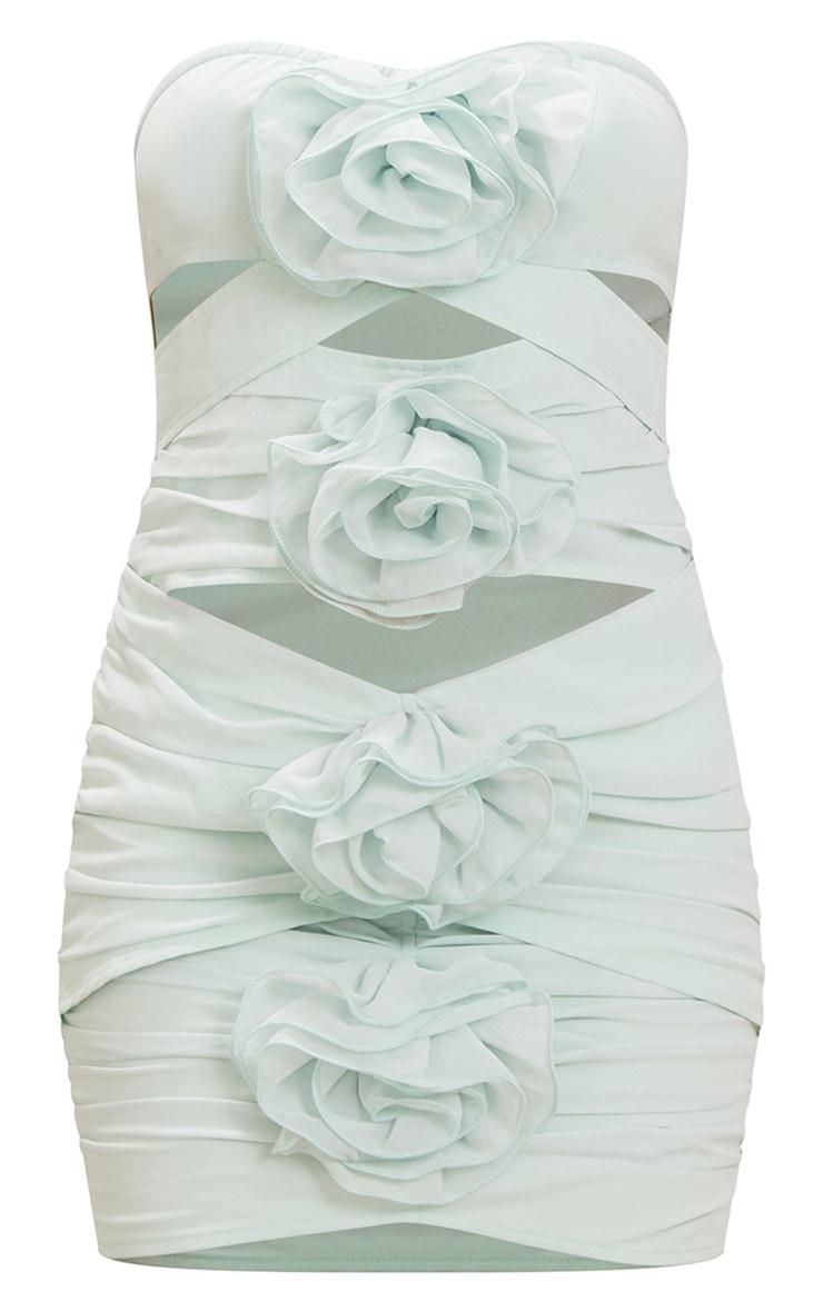Mint Chiffon Bandeau Rosette Detail Cut Out Bodycon Dress Product Image