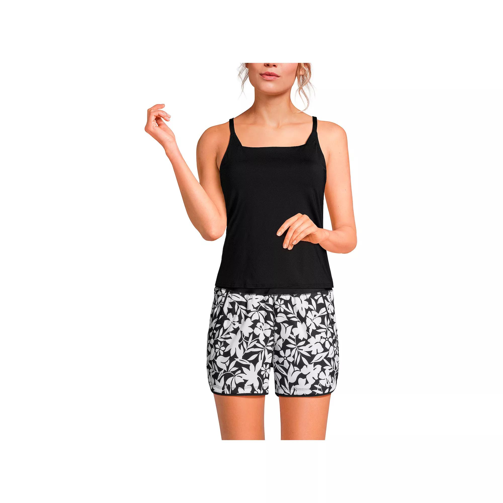 Women's Lands' End Chlorine Resistant Squareneck Tankini Swimsuit Top, Size: Small, Black Product Image