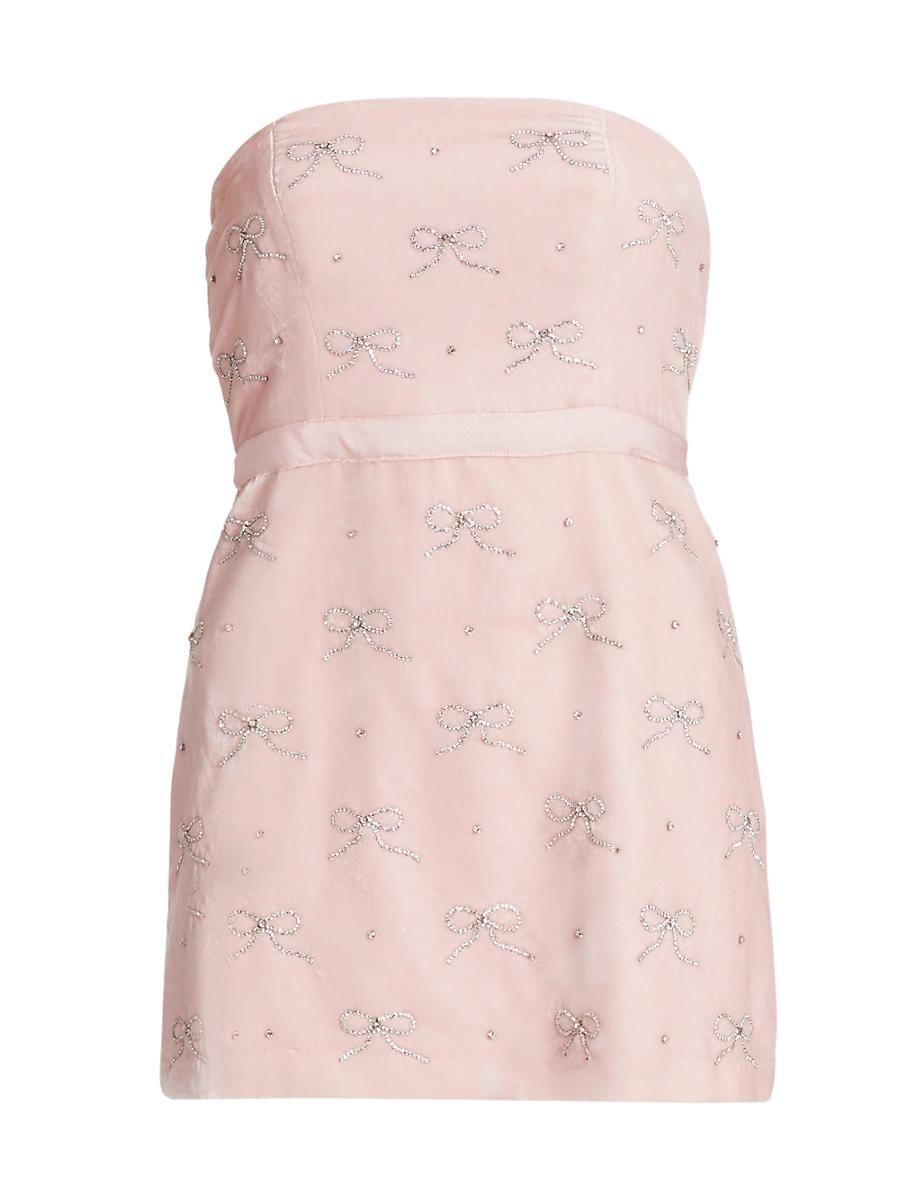 Womens Rhinestone Velvet Rinwell Mini Dress Product Image