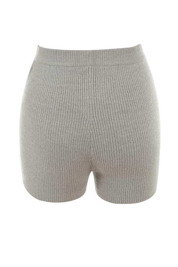 Grounded  grey knit high waist shorts - sale Product Image