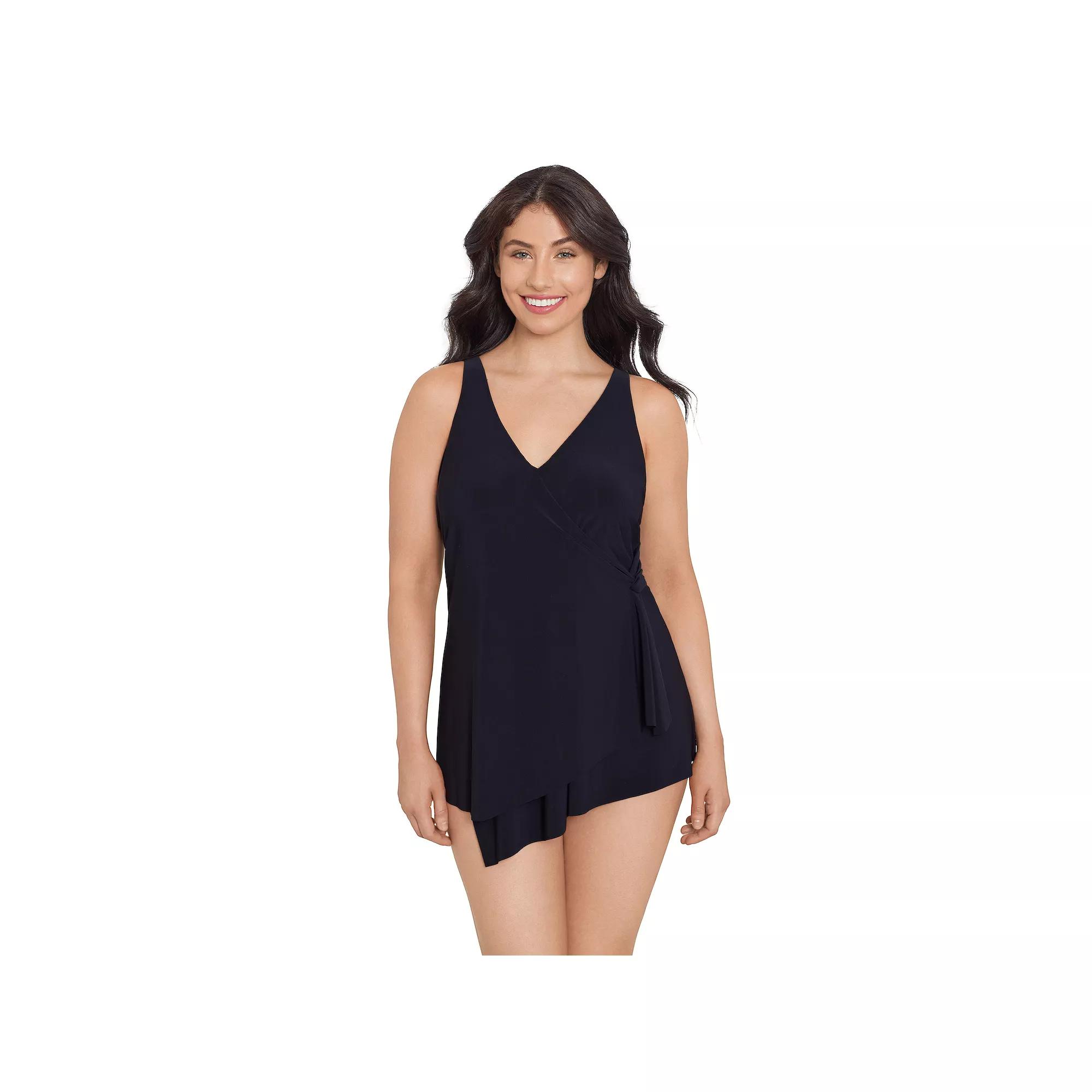 Women's Trimshaper Lola Allover Control Swimdress, Size: 12, Black Product Image