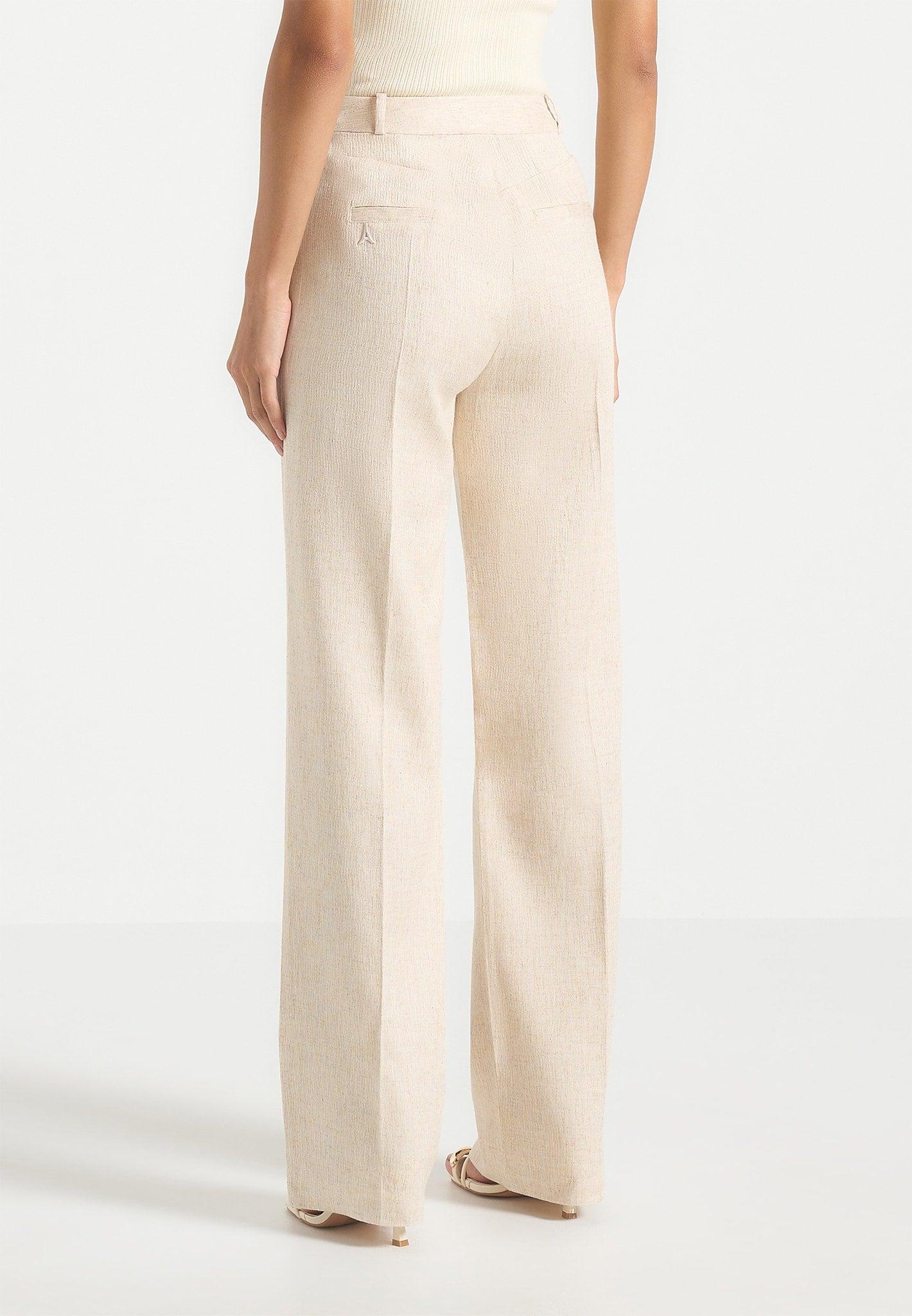 Julie - Linen Twin Pleat Trousers - Natural Female Product Image