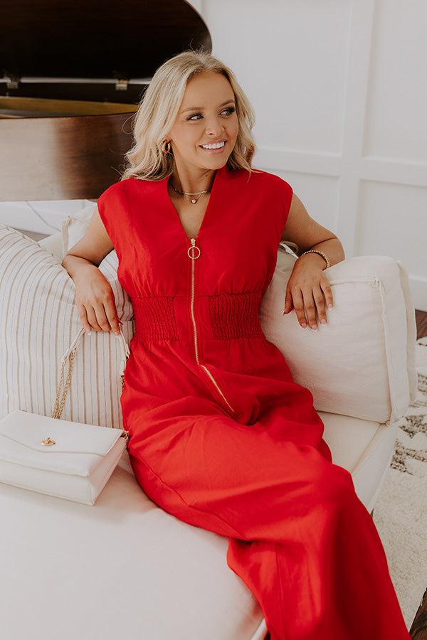 Vip Party Wide Leg Jumpsuit in Red Product Image