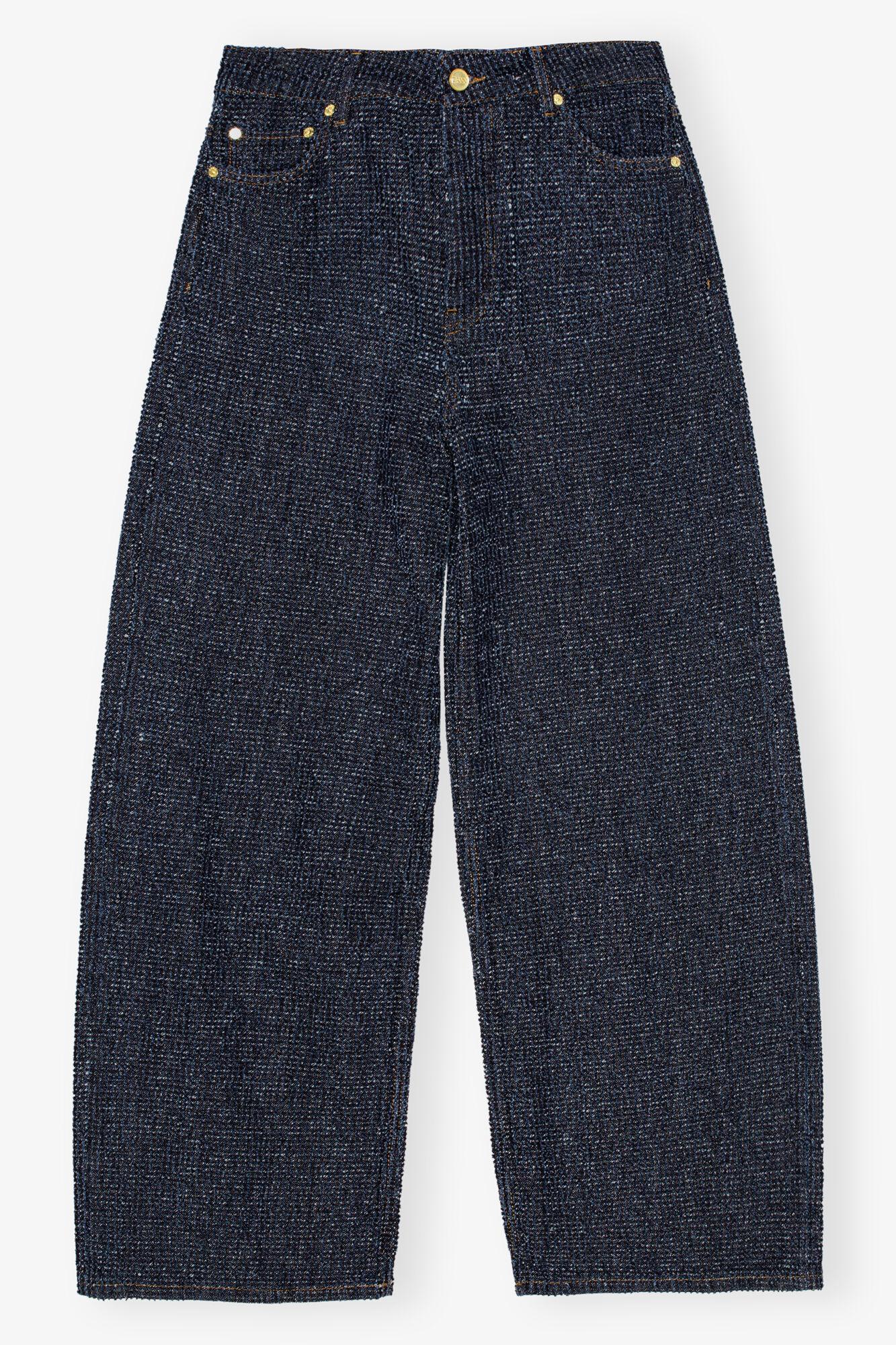 Dark Blue Textured Jeans Product Image