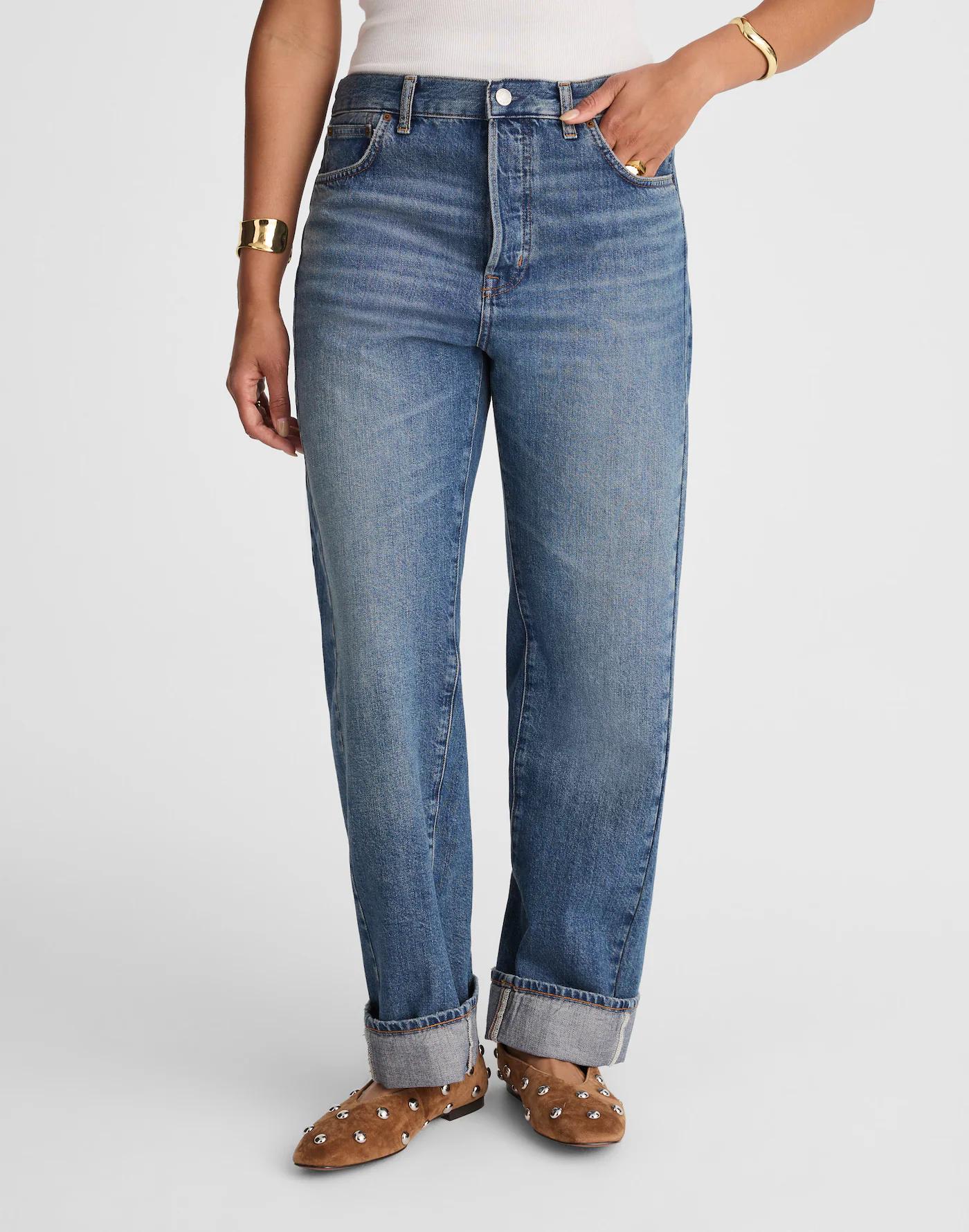 The Curvy Pieced Barrel-Leg Jean Product Image