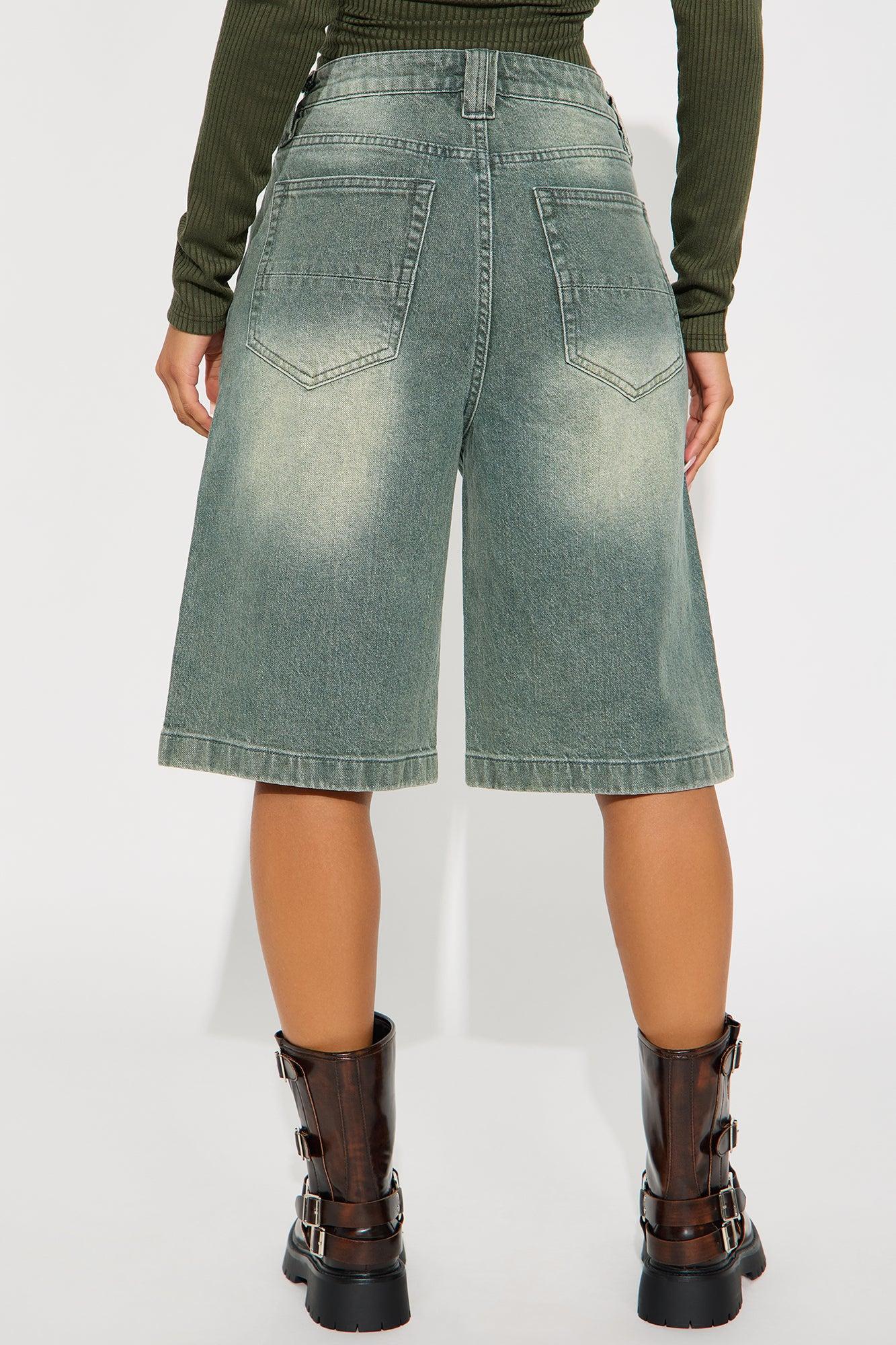 Sophia Denim Jorts - Olive Female Product Image