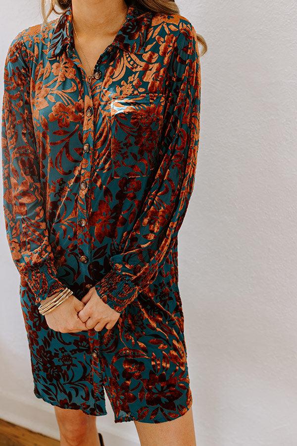 Amber Leaves Velvet Burnout Mini Dress Product Image