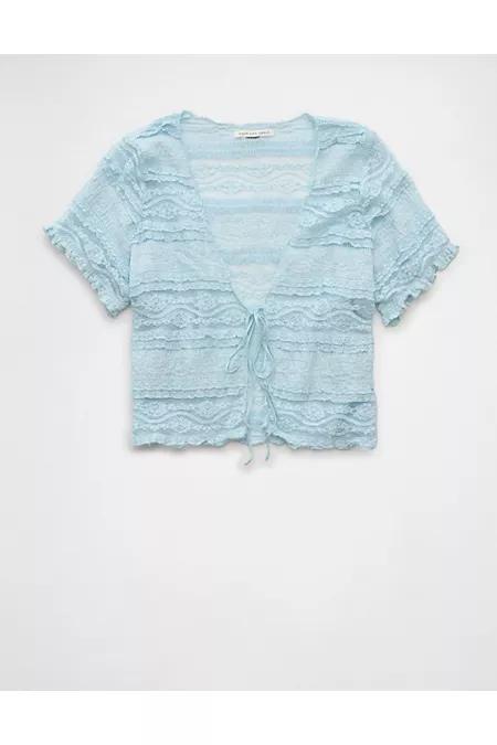 AE Tie Front Lace Shirt Women's Product Image