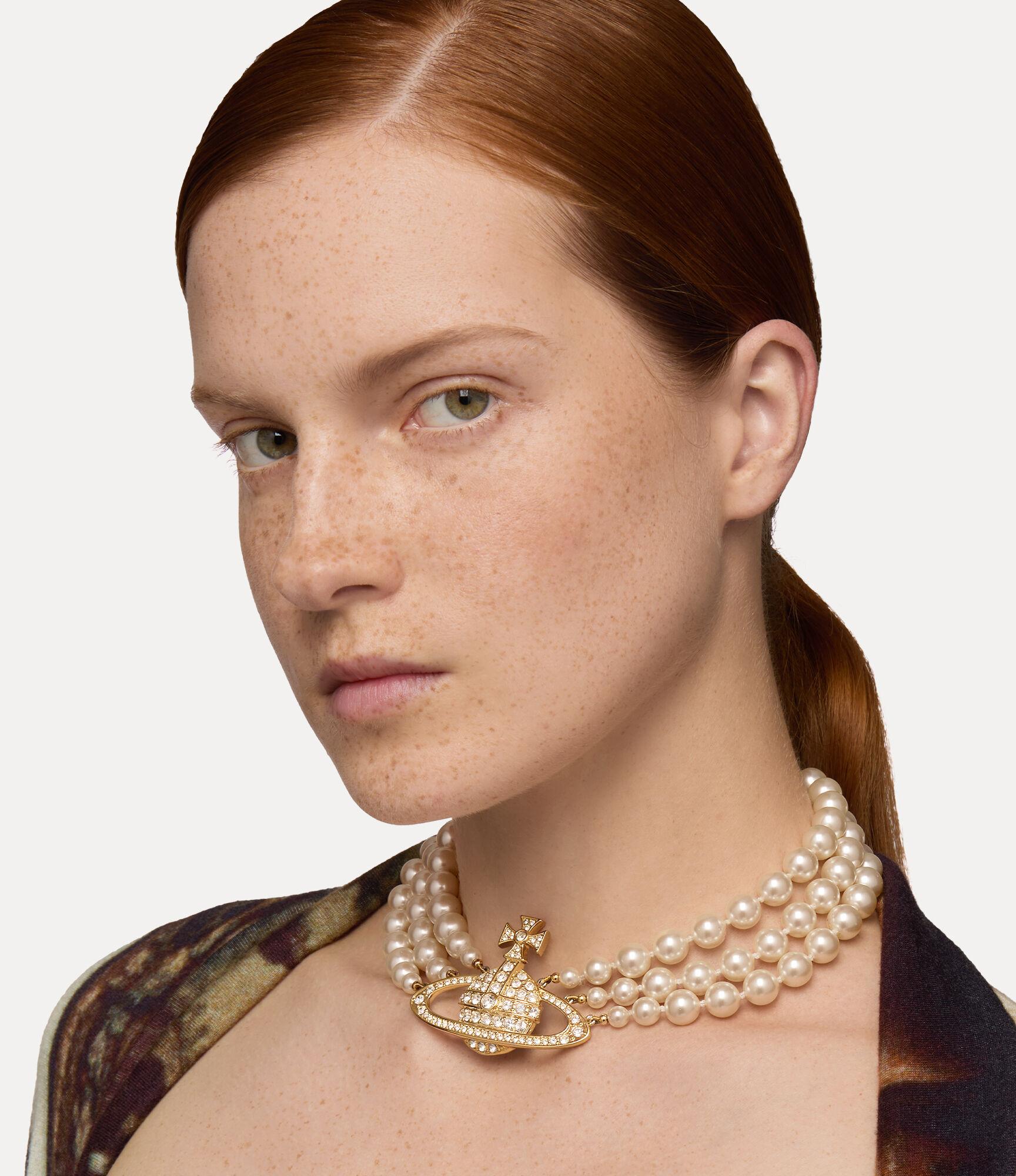 Three Row Pearl Bas Relief Choker Product Image