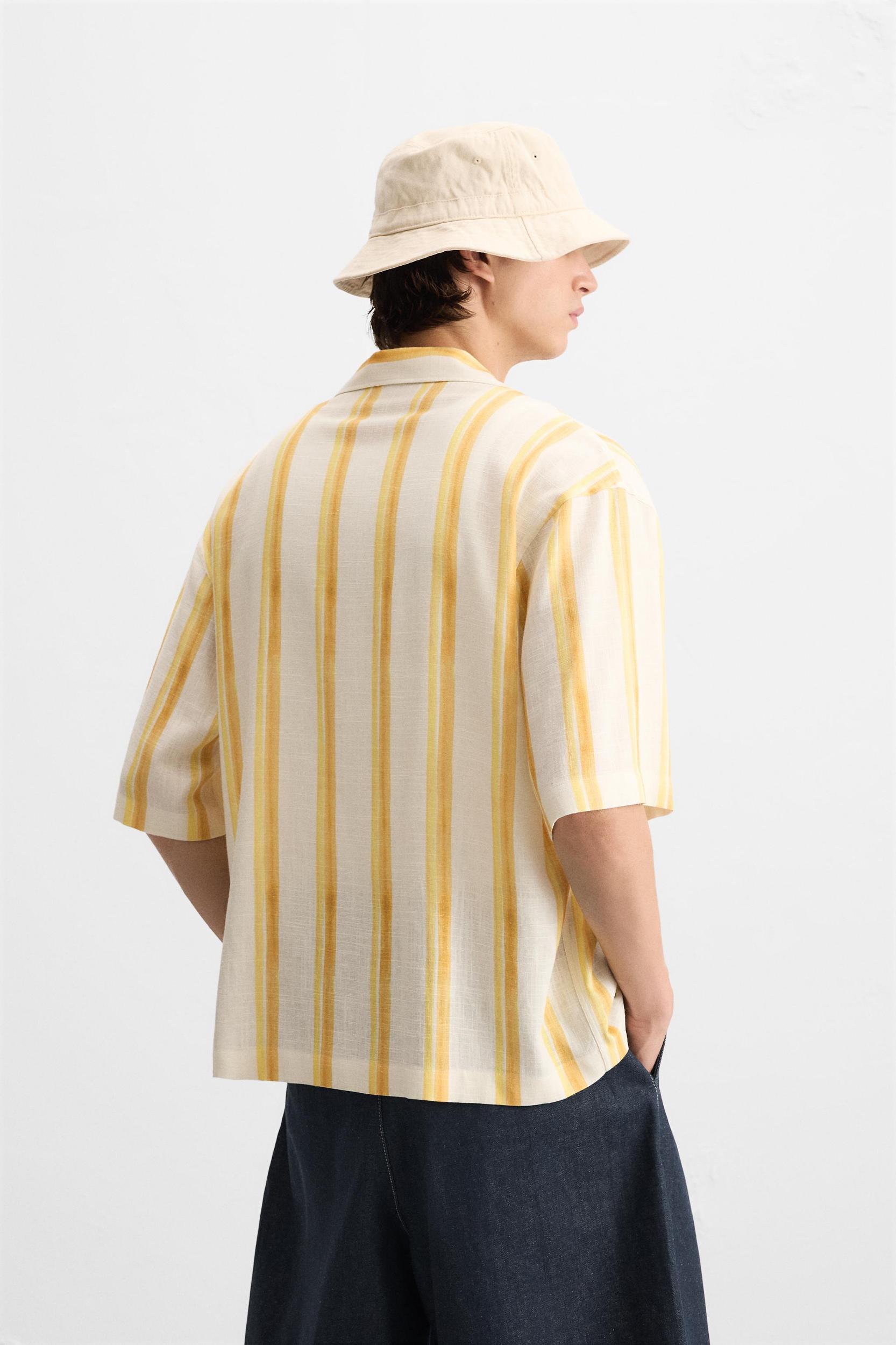 VISCOSE LINEN STRIPED SHIRT Product Image