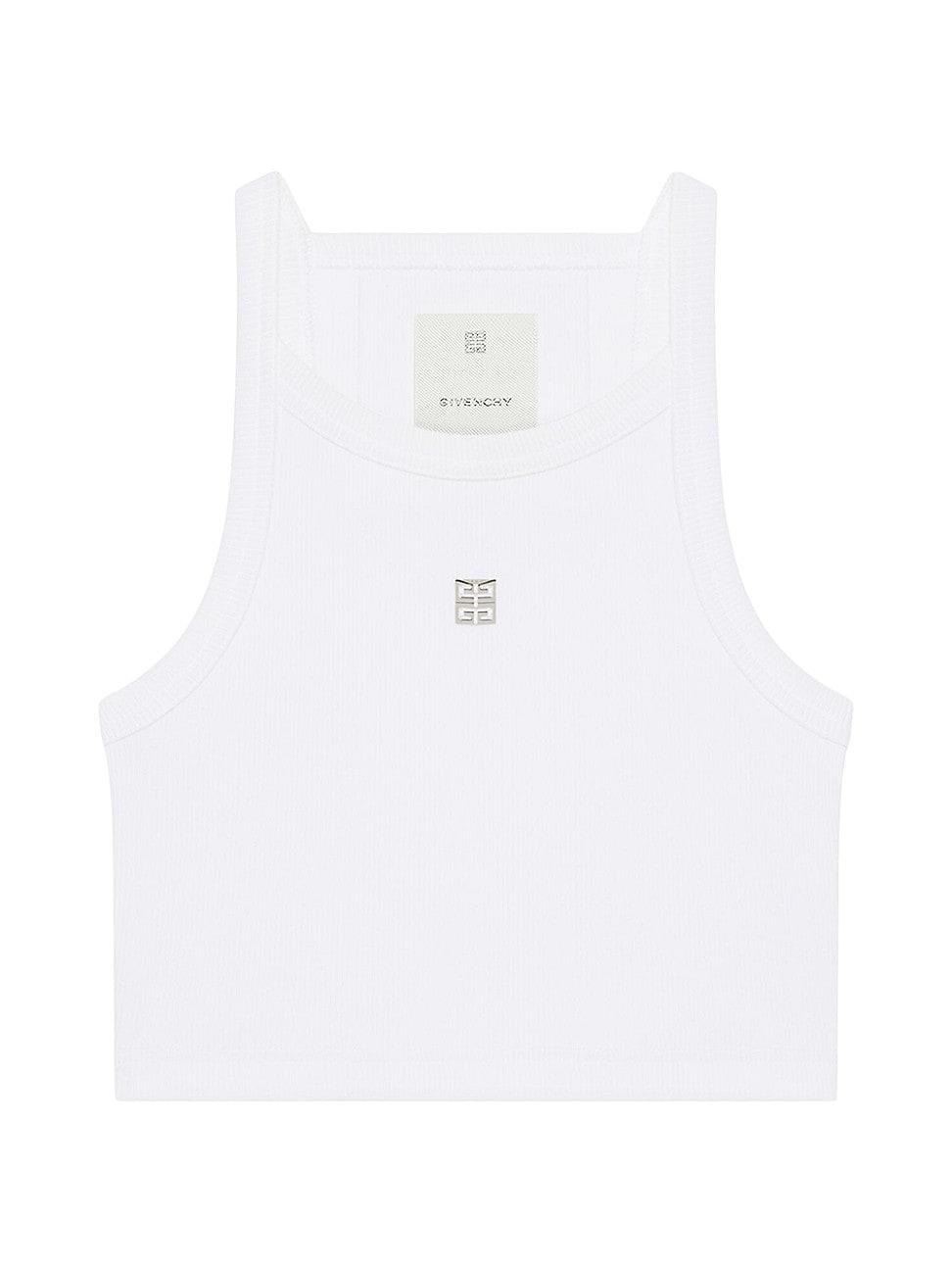 Womens Cropped Tank Top in Cotton with 4G Detail Product Image