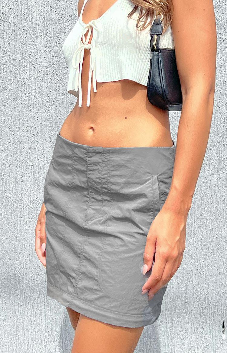Astin Grey Cargo Midi Skirt Product Image