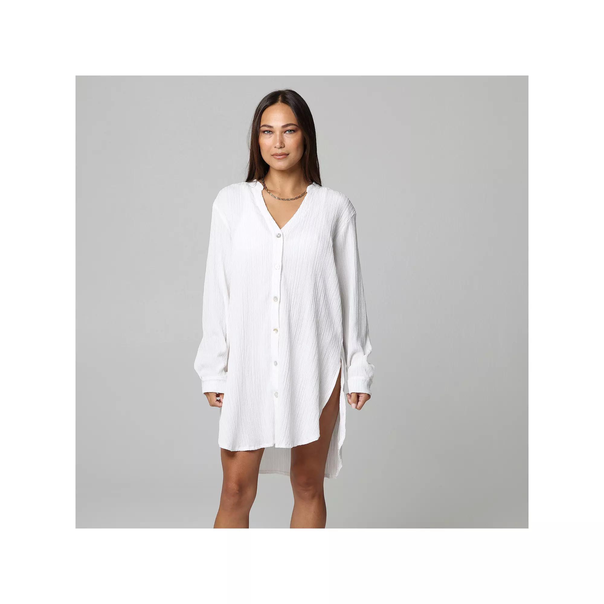 Women's J. Valdi Swim Cover-Up Big Shirt, Size: Small, White Product Image