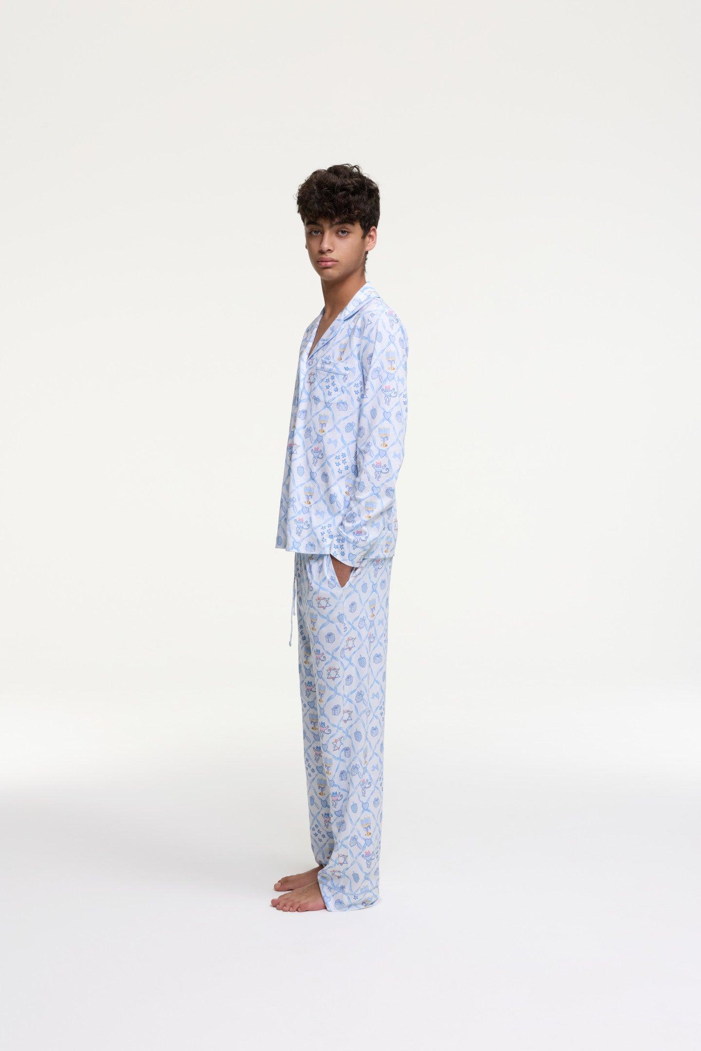 LoveShackFancy x Roller Rabbit Mens Starry Nights Lattice Long Sleeve Pajamas Product Image