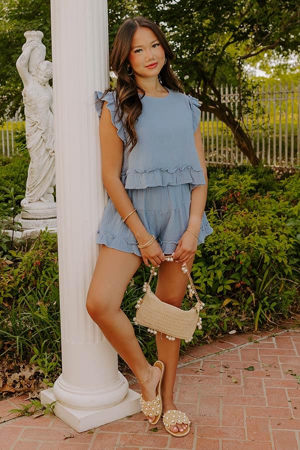 Coastal Muse Gauze Ruffle Top in Airy Blue Product Image