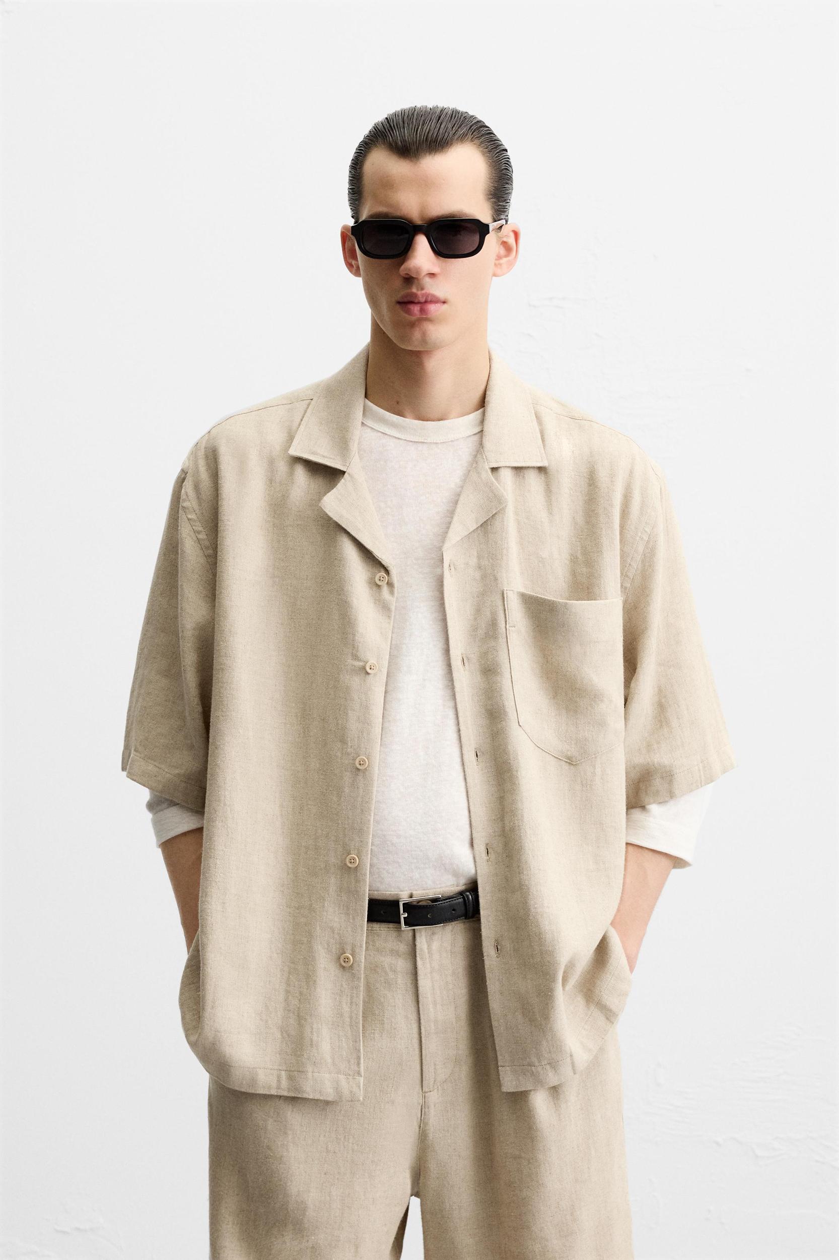 OVERSIZED LINEN-VISCOSE SHIRT Product Image