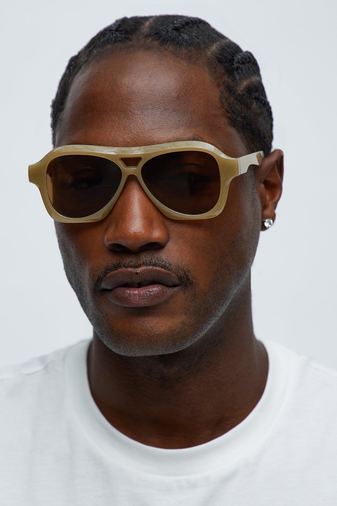 Round Lines Sunglasses - Brown Male Product Image