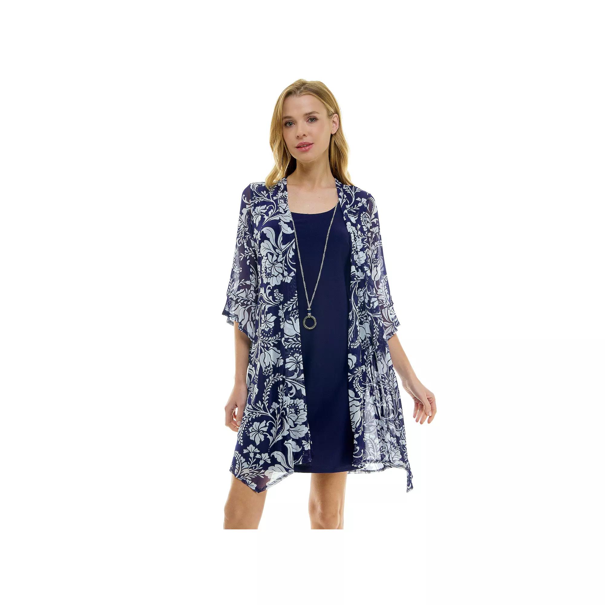 Women's Luxology 2-Piece 3/4 Bell Sleeve Cardigan & Dress Set,  Product Image